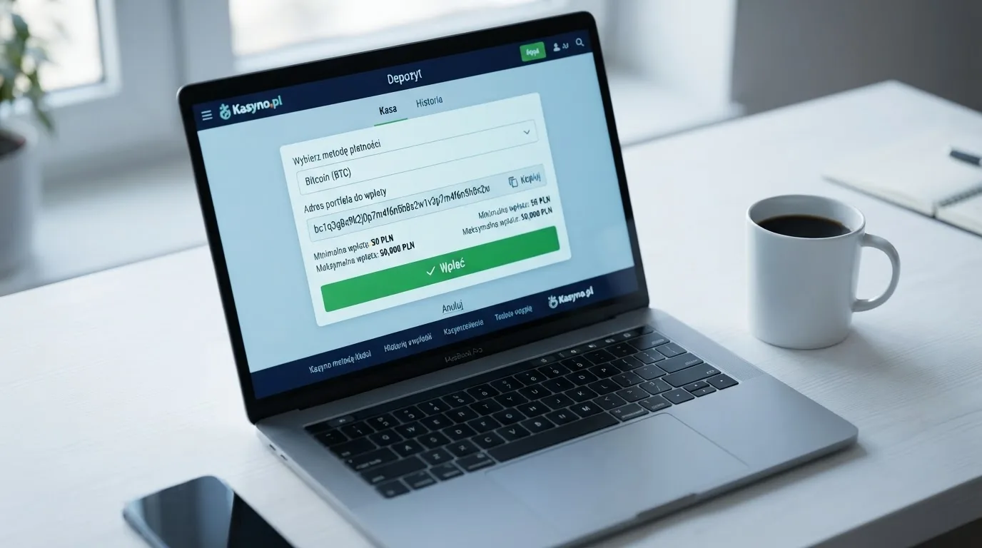 Zbliżenie na formularz wpłaty w kasynie online z polem na adres portfela kryptowalutowego BNB Smart Chain.