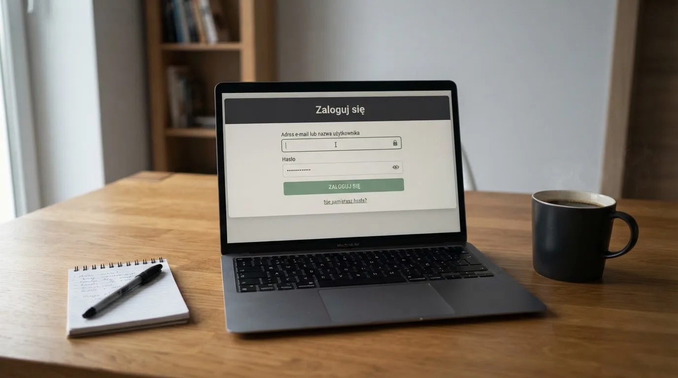 Strona logowania oficjalnej platformy Total Casino na ekranie laptopa, jedynego legalnego kasyna online w Polsce