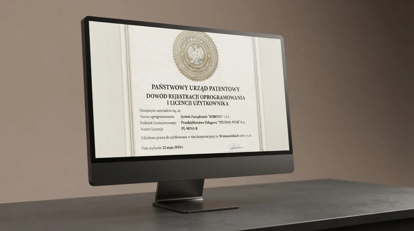 Zbliżenie na certyfikat licencyjny zagranicznego regulatora gier online wyświetlony na ekranie monitora
